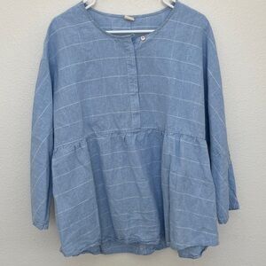 Lintico Casual Blue Plaid Women's Blouse